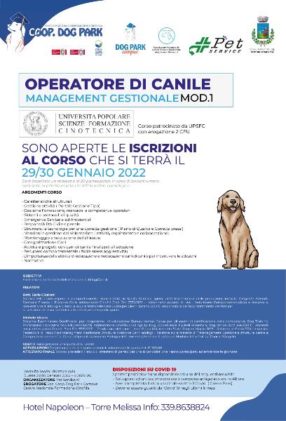 Corso operatore canile (Management Gestionale Mod.1)Nuovo corso operatore canile (Management Gestionale Mod.1) organizzato con Pet Service srl